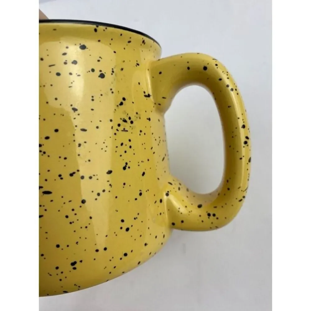 Yellow And Black Speckled Thick Chunky Coffee Tea Cup Mug 3.5in X 4in